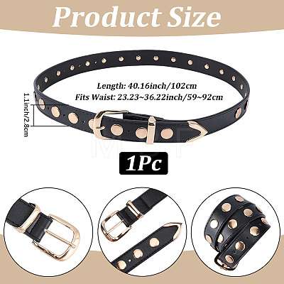 Black PU Imitation Leather Chain Belts AJEW-WH20070-318A-1