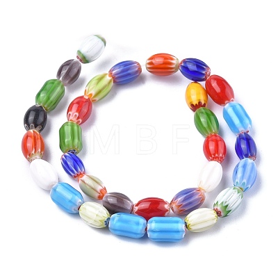 Oval Handmade Millefiori Glass Beads Strands LK-R004-38-1