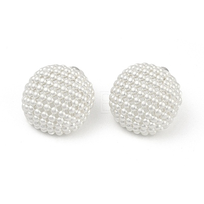 Hollow Half Round Brass Stud Earrings EJEW-Q391-21S-01-1