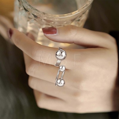 925 Sterling Silver Double Balls Cuff Ring for Women JR911B-1