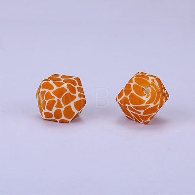 Colorful Pattern Printed Silicone Focal Beads SI-JX0022A-14-1
