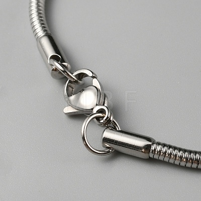 Stainless Steel Round Snake Chain Necklace for Men Women NJEW-TAC0007-14-1
