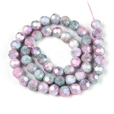 Anti-Tarnish Electroplate Glass Beads Strands EGLA-T021-8mm-15-06-1