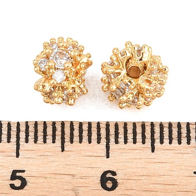 Brass Micro Pave Clear Cubic Zirconia Beads KK-A298-01G-1