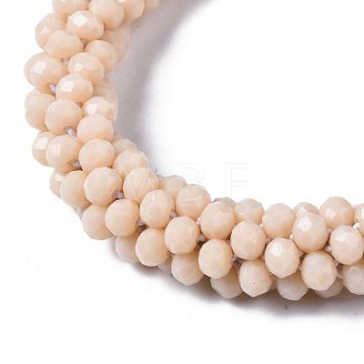 Faceted Opaque Glass Beads Stretch Bracelets BJEW-S144-002E-05-1