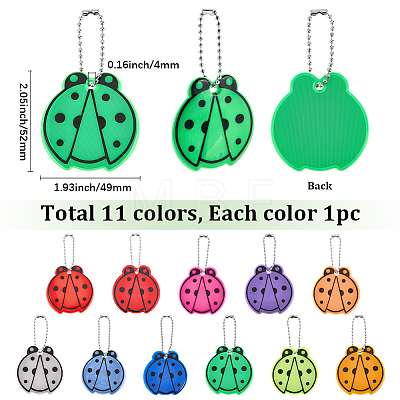 11Pcs 11 Colors PVC Plastic Ladybug Pendant Decorations HJEW-SC0003-23-1