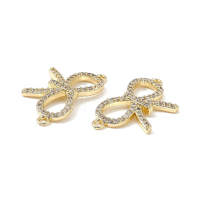 Brass Micro Pave Clear Cubic Zirconia Connector Charms KK-E068-VB067-1