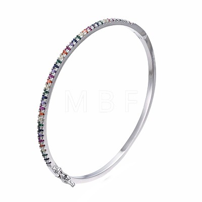 Colorful Cubic Zirconia Classic Tennis Bangle BJEW-S141-04P-NF-1