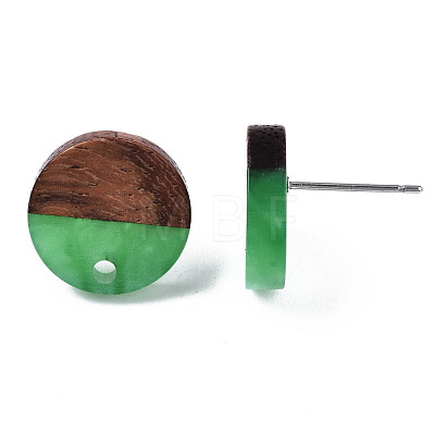 Resin & Walnut Wood Stud Earring Findings MAK-N032-007A-H03-1