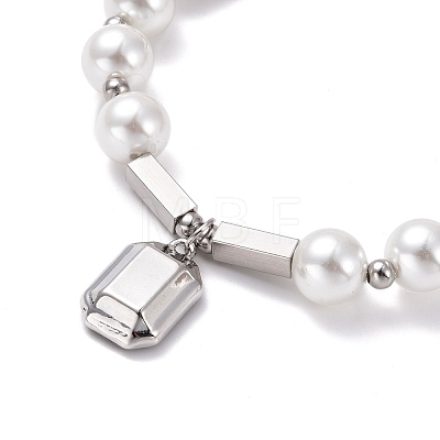 Octagon Rhinestone Charm Necklace for Women NJEW-I111-01S-1