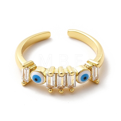 Enamel Evil Eye & Cubic Zirconia Open Cuff Ring KK-H439-40A-G-1