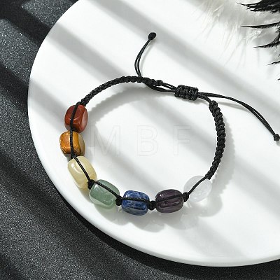 Natural Mixed Gemstone Cuboid Braided Bead Bracelet BJEW-JB09796-1