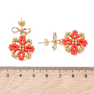 Glass Seed Beads Dangle Stud Earrings EJEW-MZ00702-1