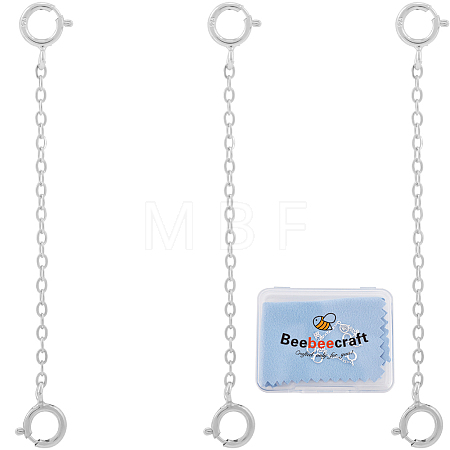 3Pcs Sterling Silver Chain Extender STER-BBC0006-76S-1