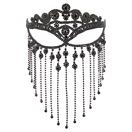 1Pc Alloy Rhinestone Tassel Masquerade Masks AJEW-FH0009-04B-1