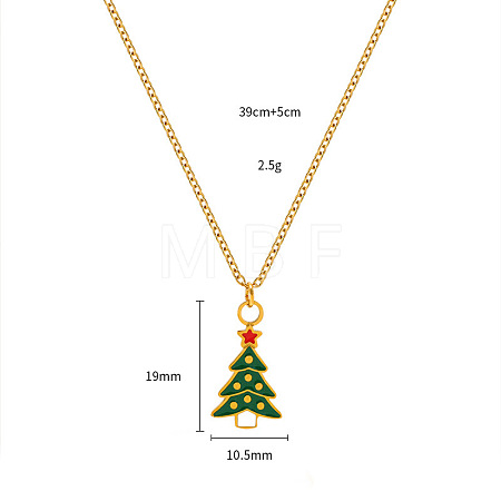 Christmas 304 Stainless Steel Enamel Pendant Necklaces FS-WGDAA96-11-1