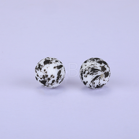 Printed Round Silicone Focal Beads SI-JX0056A-182-1