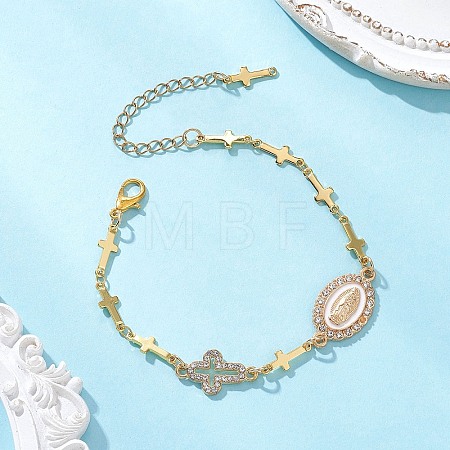 Brass Sideways Link Chains Bracelets BJEW-JB13257-1