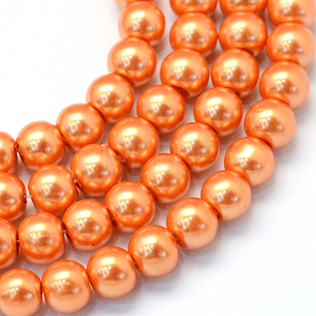 Baking Paint Pearlized Glass Pearl Round Bead Strands X-HY-Q003-4mm-36-1