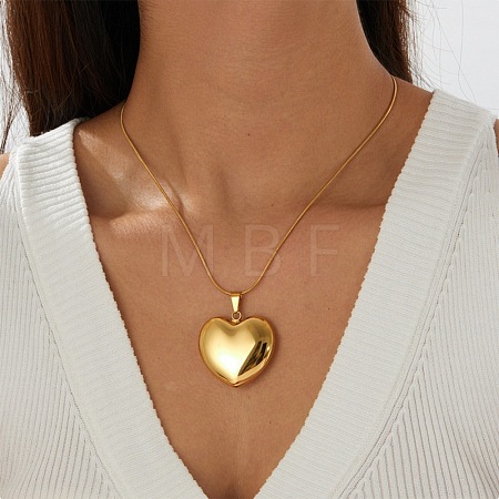 Valentine's Day 304 Stainless Steel Love Heart Pendant Necklaces for Women SA-CBA364C-03G-1