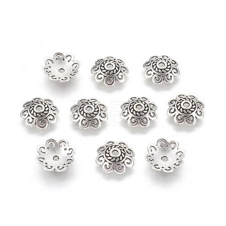 Tibetan Style Alloy Bead Caps X-TIBE-60309-AS-LF-1