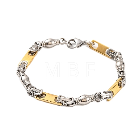 201 Stainless Steel Barrel Byzantine Chain Bracelets BJEW-B078-133GP-1