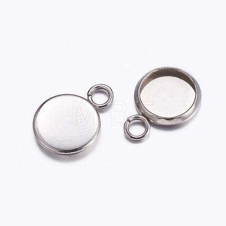 Tarnish Resistant 304 Stainless Steel Pendant Cabochon Settings STAS-K146-054-8mm-1