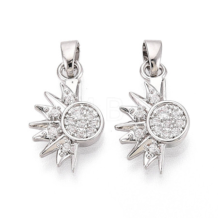 Brass Micro Pave Clear Cubic Zirconia Charms KK-N259-17P-1