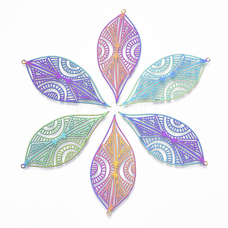 Ion Plating(IP) 201 Stainless Steel Filigree Big Pendants X-STAS-T057-09-1