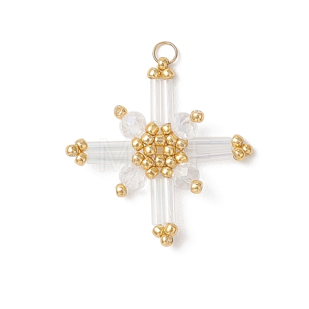 Glass Beaded Pendants PALLOY-MZ01161-03-1