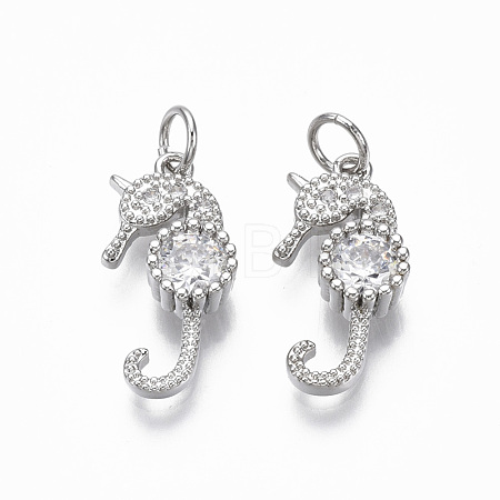 Brass Micro Pave Clear Cubic Zirconia Pendants KK-R133-052P-NF-1