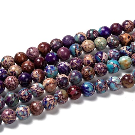 Natural Imperial Jasper Beads Strands X-G-I122-8mm-15-1