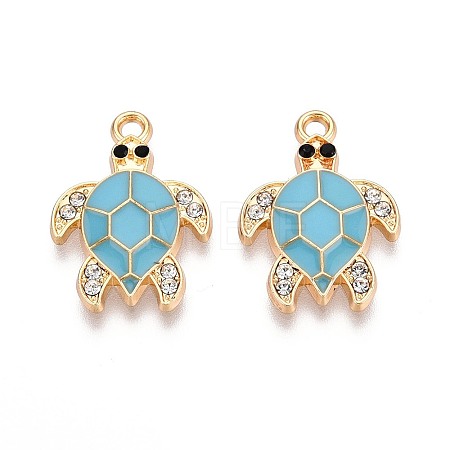 Alloy Rhinestone and Enamel Pendants PALLOY-T092-40G-04-1