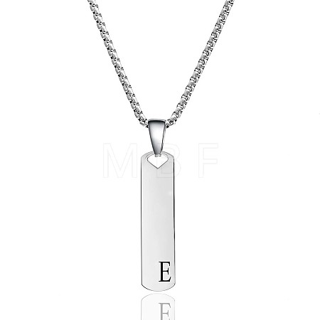 304 Stainless Steel Rectangle with Letter Pendant Box Chain Necklaces FS-WGD7C78-05-1