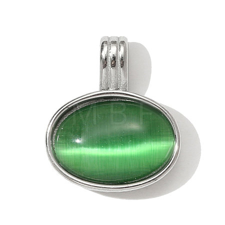 304 Stainless Steel Cat Eye Pendants CE-OY001-39P-1