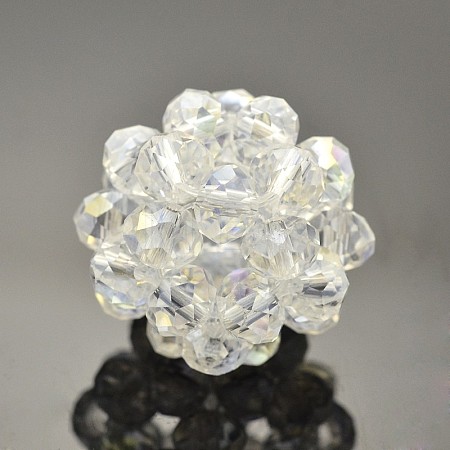 Transparent Glass Crystal Round Woven Beads GLAA-A034-4mm-A18-1