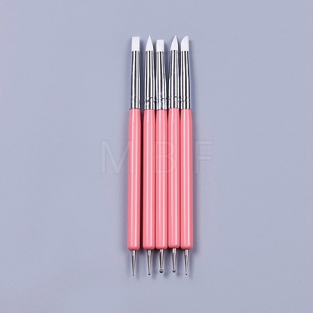 Silicone Double Head Nail Art Dotting Tools X-AJEW-L072-54B-1
