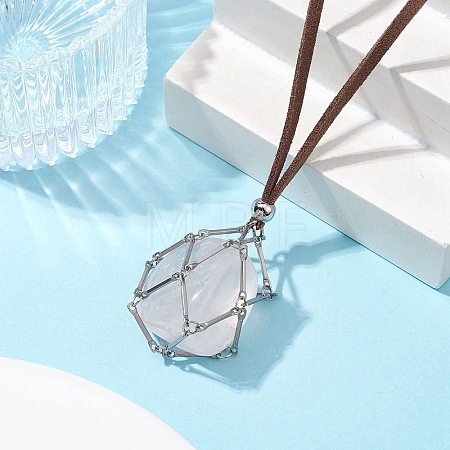 Crystal Holder Cage Necklace NJEW-JN04587-03-1