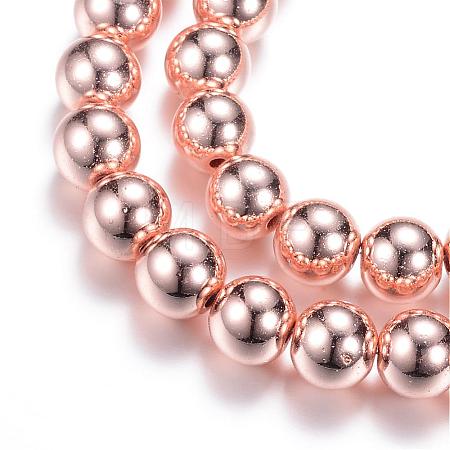 Electroplate Non-magnetic Synthetic Hematite Bead Strands G-Q466-6mm-03-1