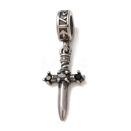 316 Surgical Stainless Steel & Rhinestone European Dangle Charms SA-CBA7555-17AS-01-1
