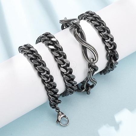 Vintage 304 Stainless Steel Infinity Link Panzer Chain Necklaces NJEW-C115-02AS-1