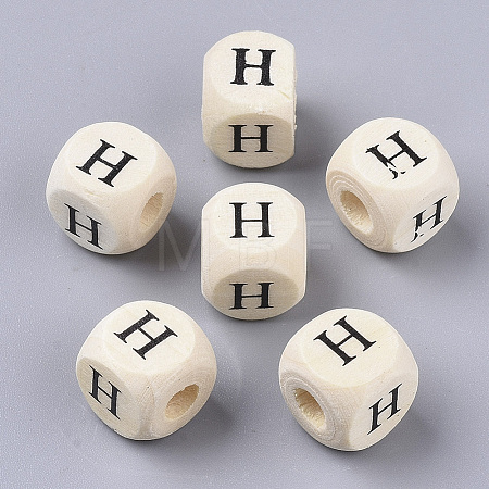 Printed Natural Wood Beads LS-WOOD-T026-001H-1