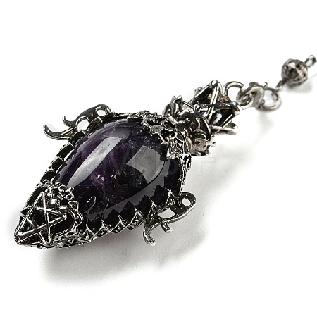 Natural Amethyst Dowsing Pendulum Big Pendants G-H293-01AS-07-1