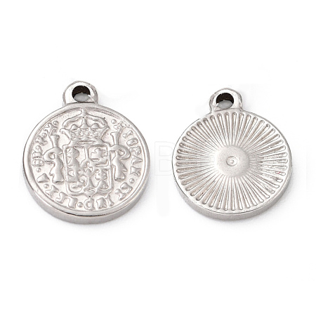 Tarnish Resistant 304 Stainless Steel Coin Pendants STAS-F183-01P-B01-1