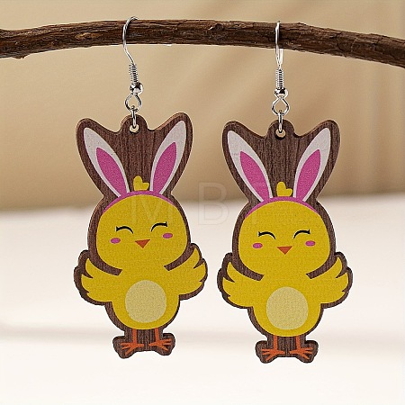 Easter Cartoon Printed Wood Dangle Earrings FS-WG710AE-10-1