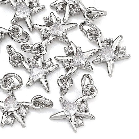 SHEGRACE Brass Micro Pave Clear Cubic Zirconia Charms XGRQ2O889-419P-1