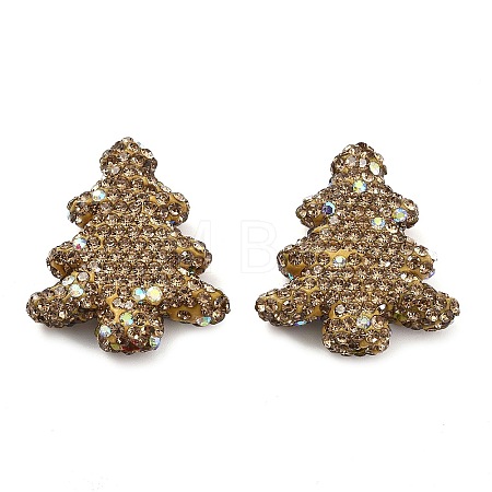 Christmas Tree Polymer Clay Rhinestone Beads CLAY-NH0001-14B-1
