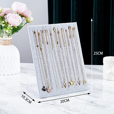 Velvet Necklace Organizer Display Stands for 12 Necklaces PW-WG61009-06-1
