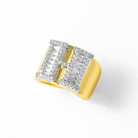 Brass Micro Pave Clear Cubic Zirconia Cuff Open Rings FS-WGA5D1D-08-1