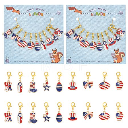 American Flag Style Pendant Stitch Markers HJEW-AB00344-1